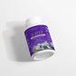 Viablesupps 5-HTP dietary supplement bottle tilted on its side, emphasizing its sleek purple label with serotonin-boosting benefits.