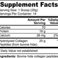 Viablesupps hydrolyzed collagen peptides supplement facts detailing 18g protein and 70 calories per serving for skin, hair, and joint support.