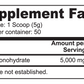 Supplement facts label for ViableSupps Creatine Monohydrate, highlighting serving size and 5,000 mg of pure creatine per scoop.