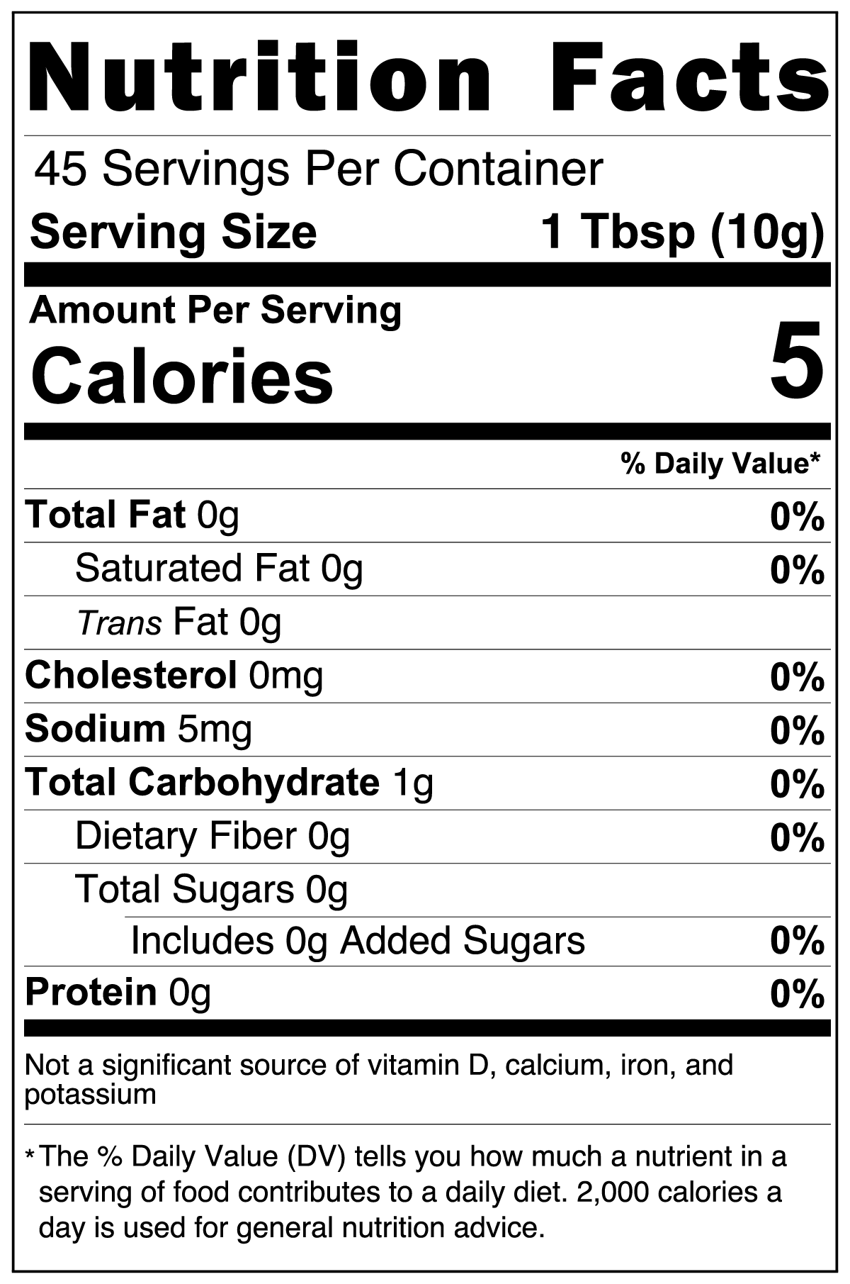 ViableSupps Mushroom Coffee Fusion Nutrition Facts label with calorie and carbohydrate content per serving.